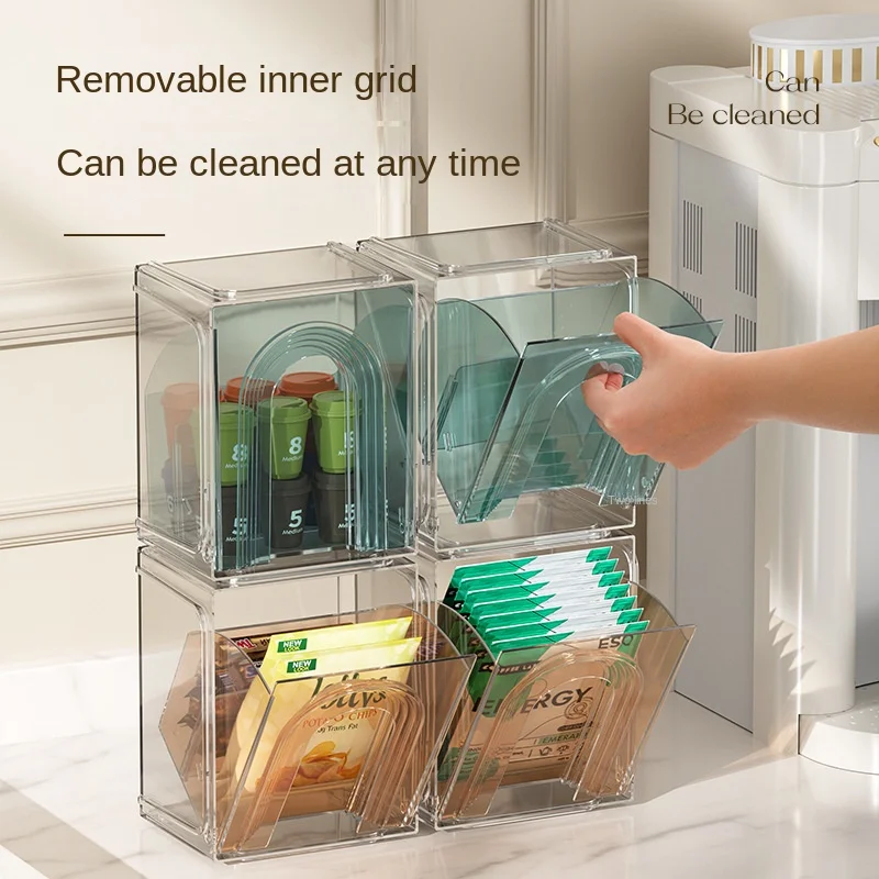 

Storage Home Office Tea Room Desktop Shelf Tea Bag Wall Hanging Transparent Cosmetics Desktop Storage Box