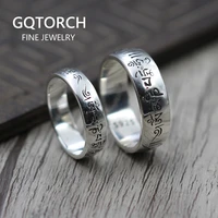 925 sterling silver six words om mani padme hum rings for couple lovers tibetan shurangama mantra rings buddhism jewelry