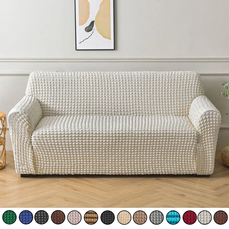 

Bubble Yarn L Shape Sofa Covers for Living Room Elastic Sectional Corner Sofa Cover Slipcover Pure Color Cover 1-4 Seater