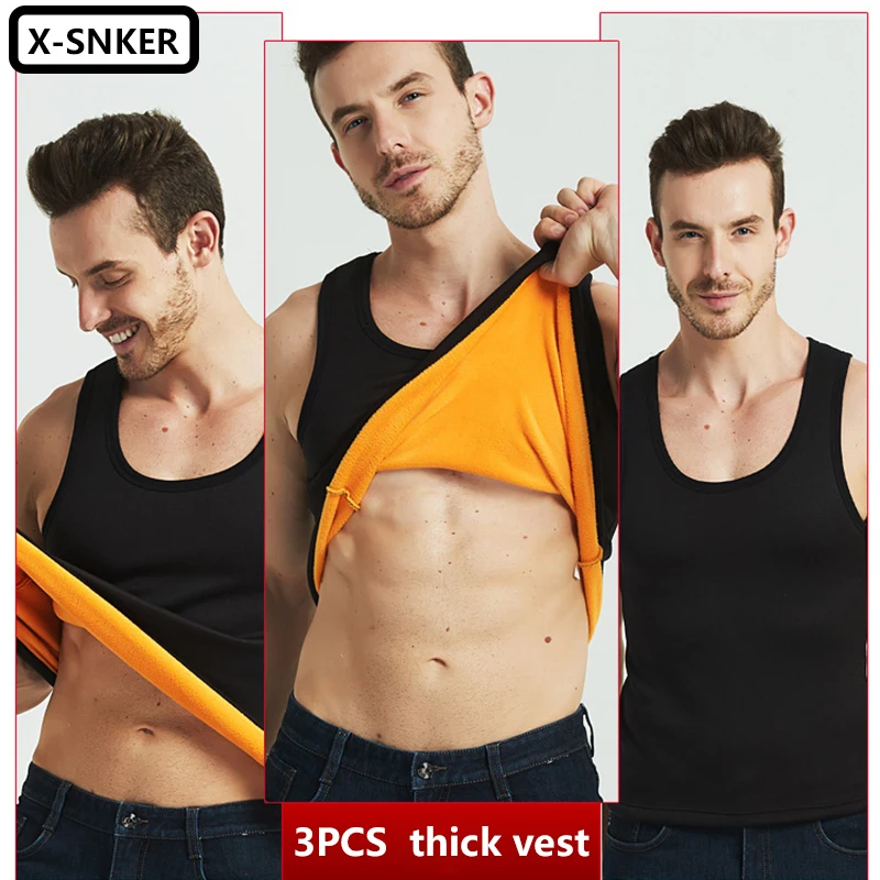 Thermal Underwear for Men Fleece Lined Tops Tank Sleeveless Vest Camisoles Thermal Shirt Thermo Undershirt Winter Inner Wear