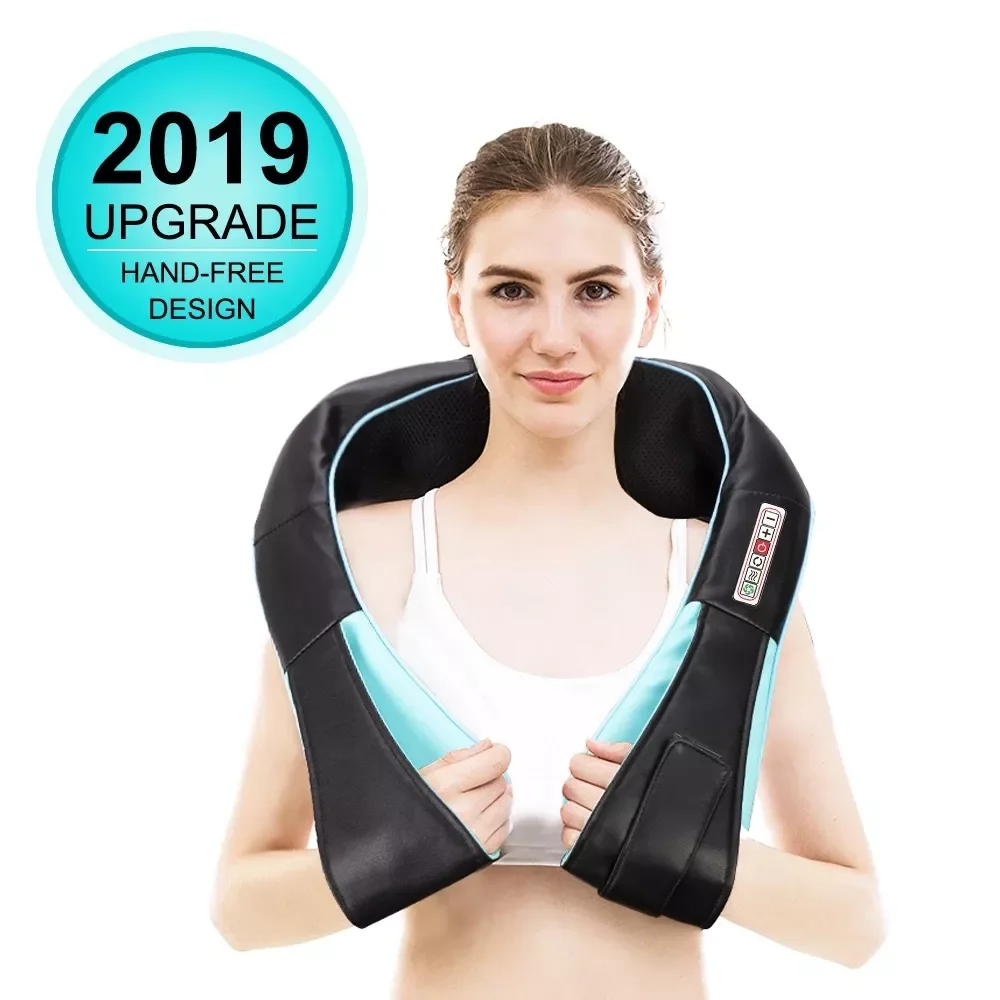 

Gift Box)LaGuerir Home Car U Shape Electrical Shiatsu Back Neck Shoulder Body Massager Infrared Heated Kneading Massagem