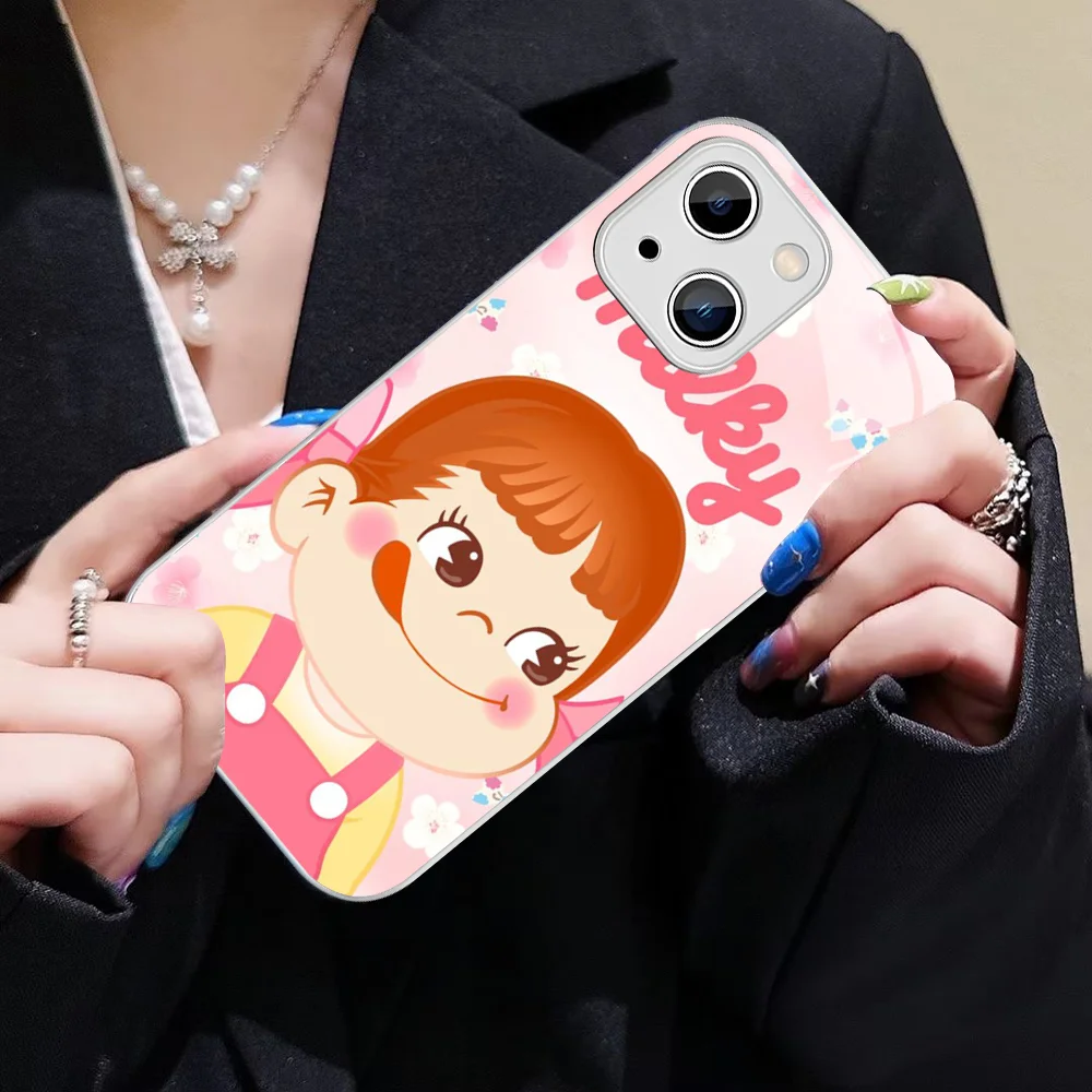 Чехол для телефона Fujiya Milky Peko-Chan из закаленного стекла iphone 14 13 12 11 Pro Mini XS MAX 14Plus X XR