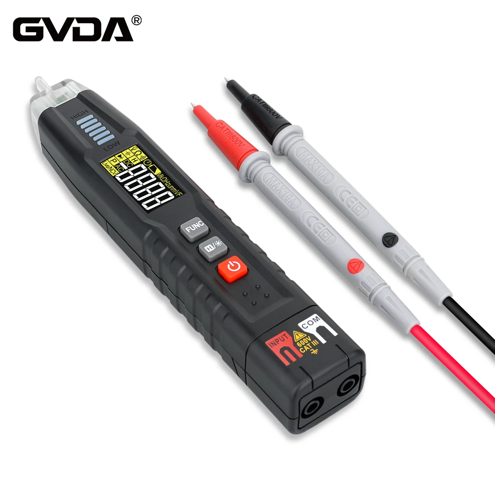 Gvda Digital Caneta tipo Multímetro dc ac Tensão Tester Inteligente Multi-medidor de Voltímetro Ncv Seqüência de Fase Automático Variando Multímetro