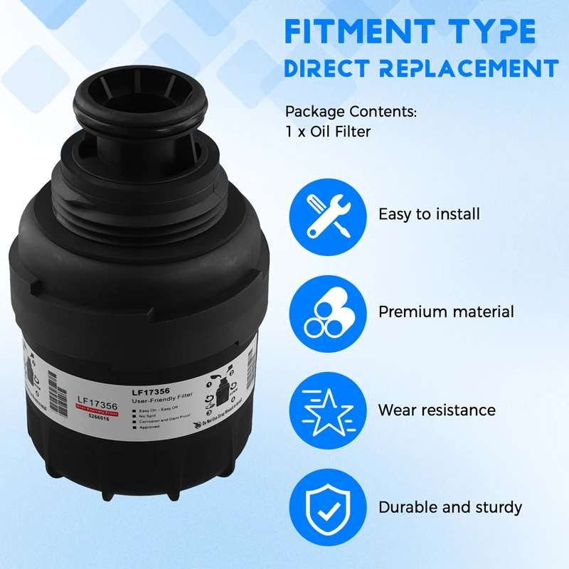 AU04 -LF17356 Масляный фильтр для Cummins 5266016 ISF 2 8 л двигателя Foton Tunland 4X4 QSF разделения