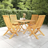 5 Piece Patio Dining Set Solid Teak Wood H Outdoor Table and Chair Sets Outdoor Furniture Sets