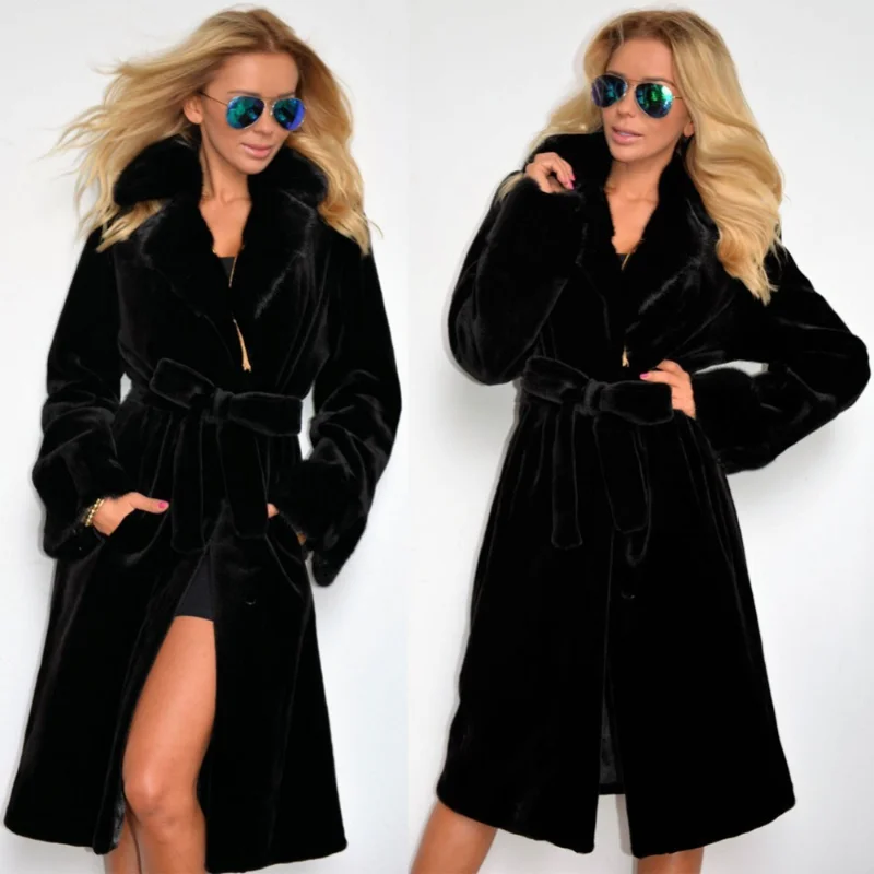 Faux Fur Coat New Autumn Dress Suit Collar Cotton Coat Thickened Long Wool Coat Women's Coat Windbreaker