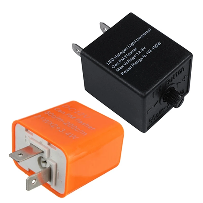 

2 Pcs Motorcycle Speed Adjustable Led Flasher Relay 12V, Orange & Black