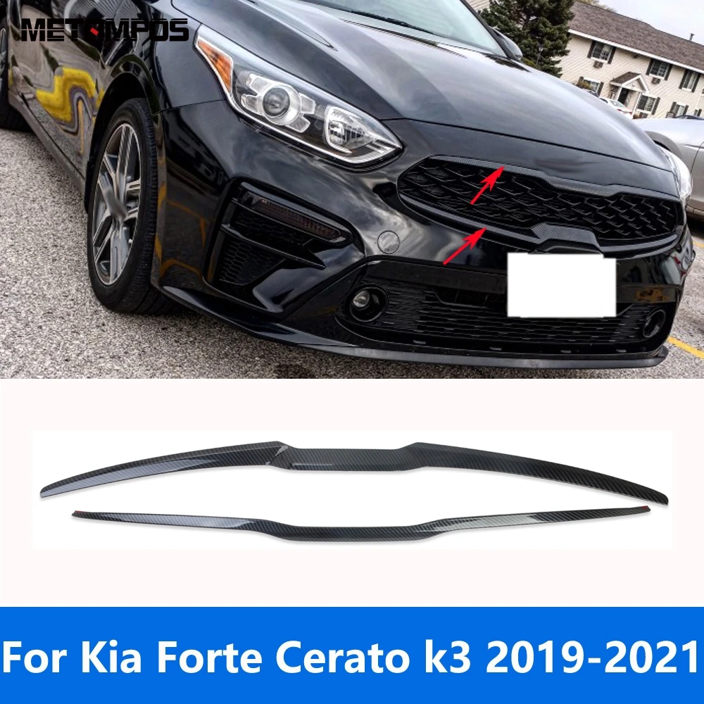 

Автомобильные аксессуары для Kia Forte Cerato k3 2019 2020 2021 из углеродного волокна внешняя Передняя Центральная решетка гонки гриль крышка молдинговая отделка