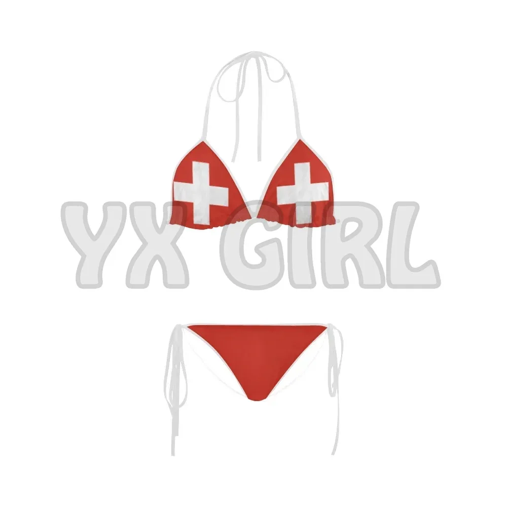 Switzerland Flag 2-Piece Bikini 3D All Over Printed Sexy Bikini Summer Women For Girl Beach Swimsuit Cosplay Clothes