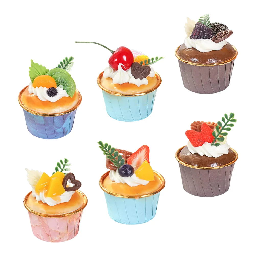 

6 Pcs Simulation Cake Models Photo Props Home Decors Tabletop Toys Ice Cream Biscuit