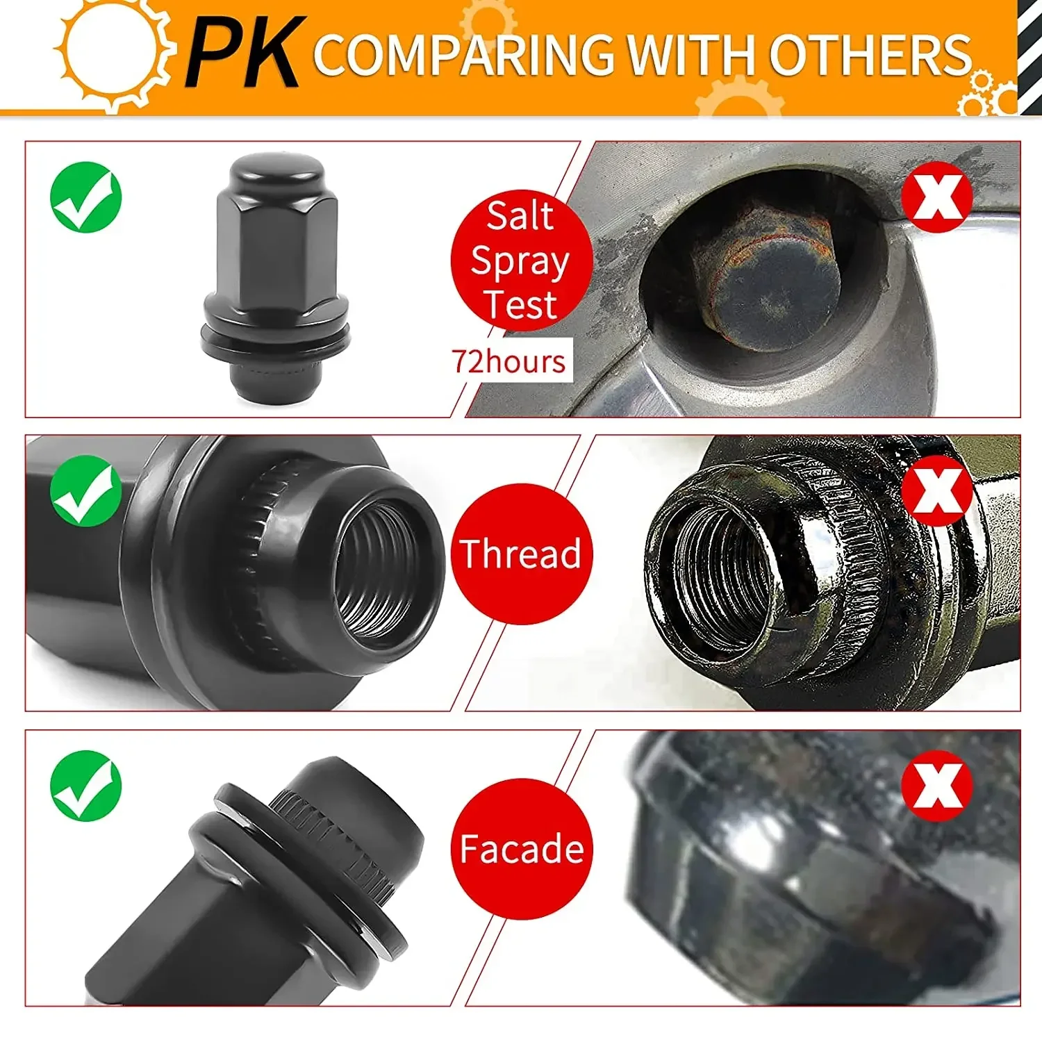 MIKKUPPA 24 шт. M14X1 5 черные гайки с проушинами — высота 1 80 дюйма (45 мм) шестигранная