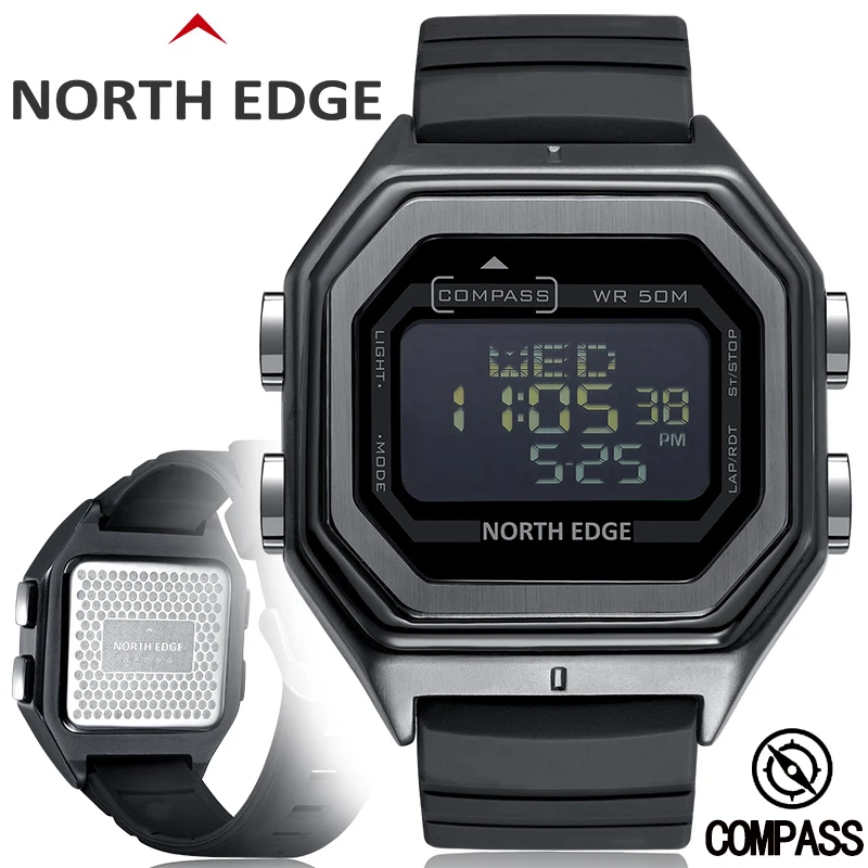 NORTH EDGE-reloj inteligente militar para hombre, cronómetro electrónico deportivo con brújula, resistente al agua, 50m, Hora Mundial
