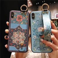 retro flowers wirst strap soft tpu case for iphone 7 8 6s plus case for iphone 12 mini 11 13 pro x xs max xr phone holder case