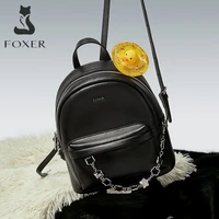 foxer split leather lady large capacity travel backpack women shoulder bags fashion soft travel bag girl school college backpack
