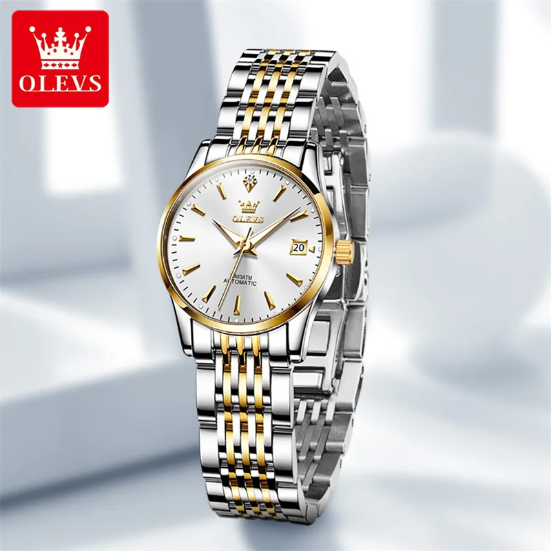 OLEVS Luxury Original Brand Watch for Women Waterproof Diamond Automatic Mechanical Ladies Dress Wristwatch Gift Reloj Mujer