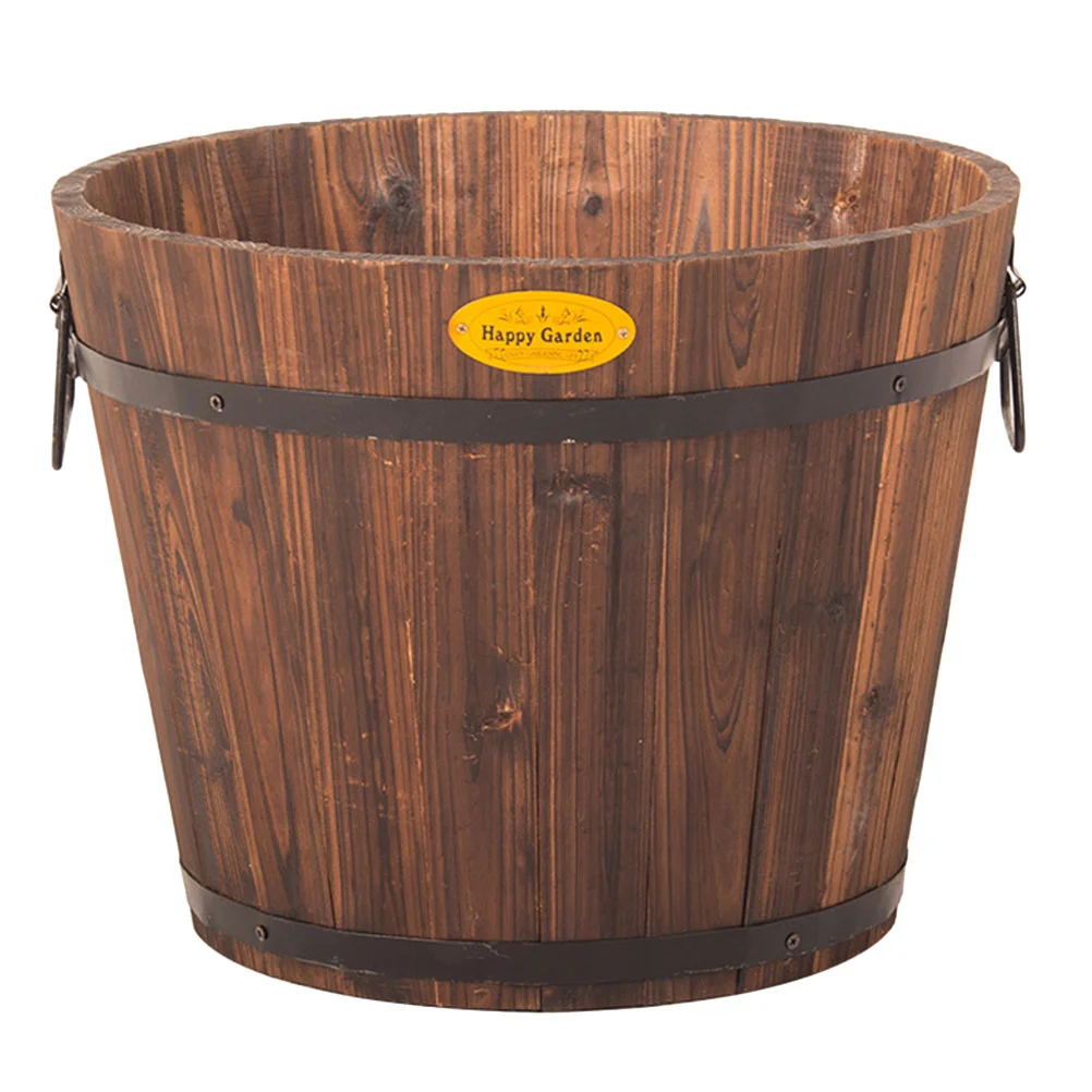 

Wooden Flower Bucket Succulent Pot Gardening Pots Creative Planters Multi-purpose Planting Large Indoor Barrel