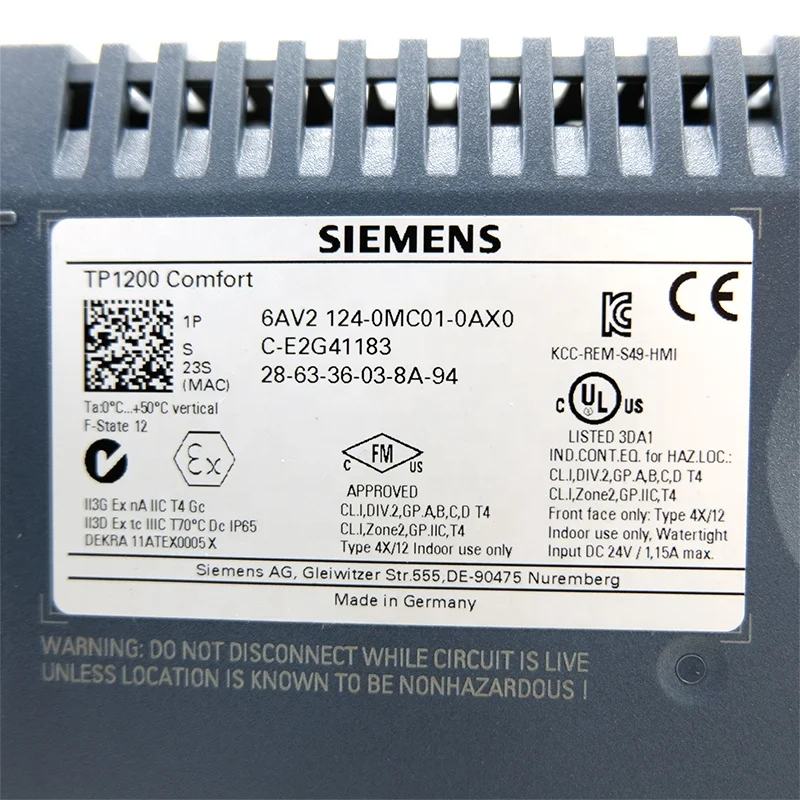 Оригинальный ПЛК 6AV2124-0MC01-0AX0 HMI TP1200 комфортная сенсорная панель 6AV21240MC010AX0