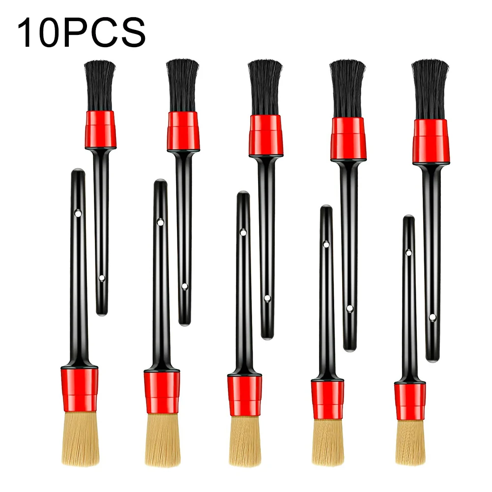 

10pcs Reusable Car Detailing Brush Set Interior Exterior Hanging Professional Scratch Free Bristle Handheld Wet Dry High Density