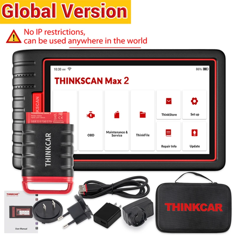 THINKCAR THINKSCAN MAX 2 Автомобильные диагностические инструменты OBD2, все системы со сканером 28, сброс, кодирование ЭБУ, активный тест, CANFD, бесплатные обновления