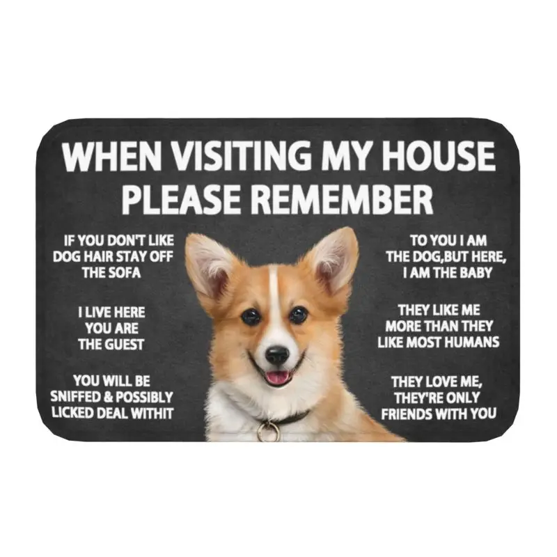 

Please Remember Pembroke Welsh Corgi Dogs House Rules Doormat Front Floor Door Entrance Kitchen Bath Garden Carpet Rug Mat