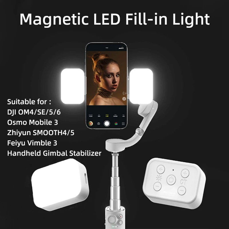Ручной Стабилизатор для DJI OM4/5/6 Osmo Mobile 3/Zhiyun SMOOTH4/5/Feiyu Vimble 3, магнитный светодиодный заполнясветильник свет, аксессуары