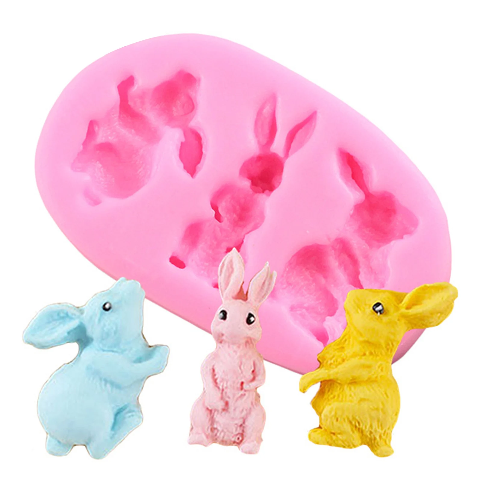 

Easter Rabbit Fondant Silicone Mold Rabbit Cake Decorating Tools DIY Animal Easter Bunny Design Chocolate Cookies Baking Mould