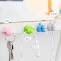 home accessories creative thumb thumbs up hook free punch cute traceless small sticky hook mobile phone data cable storage hook