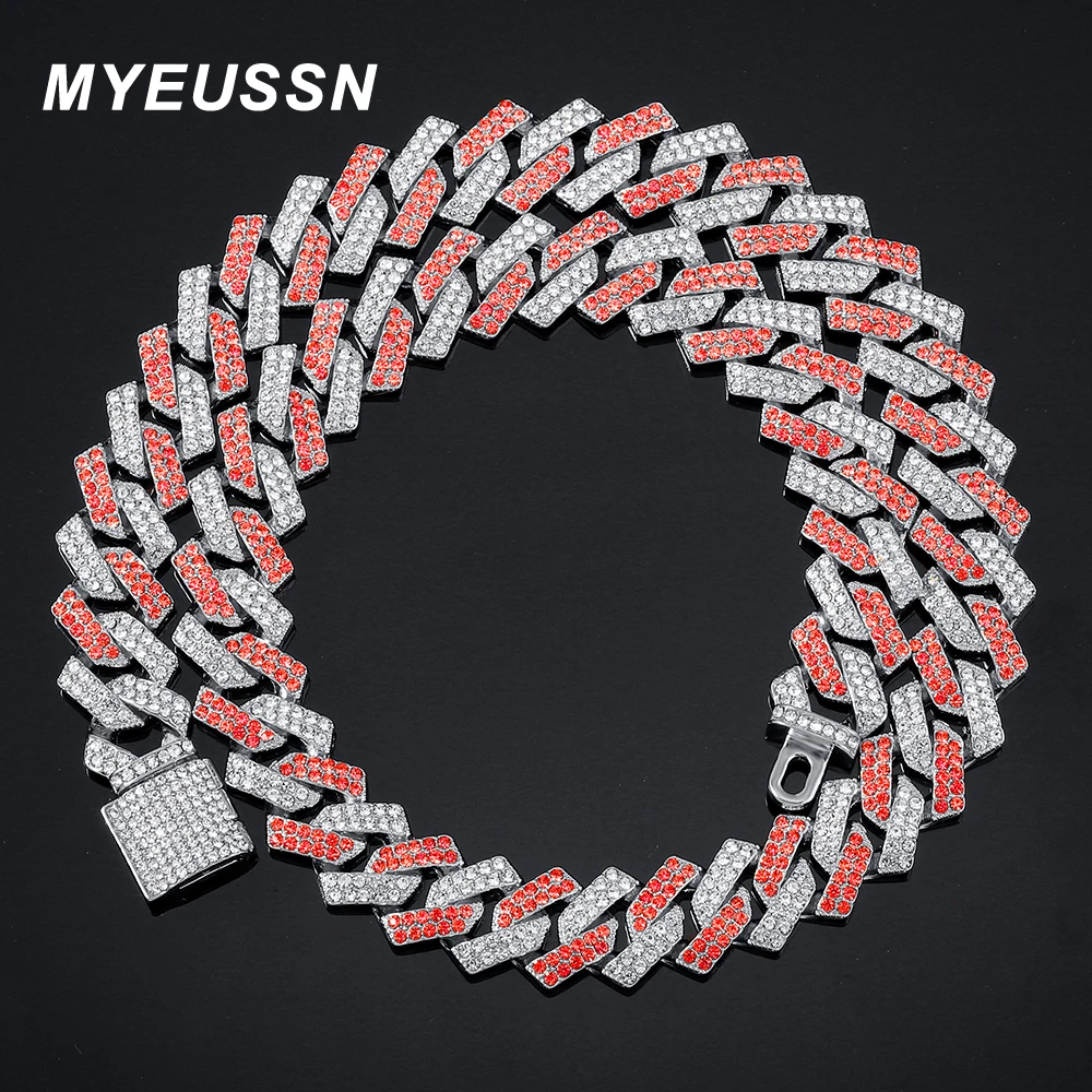 

Цепочка кубинская унисекс, сверкающая цепь фиолетового цвета в стиле хип-хоп, цинковый сплав 16 мм, панк, полное сверление, ювелирное изделие