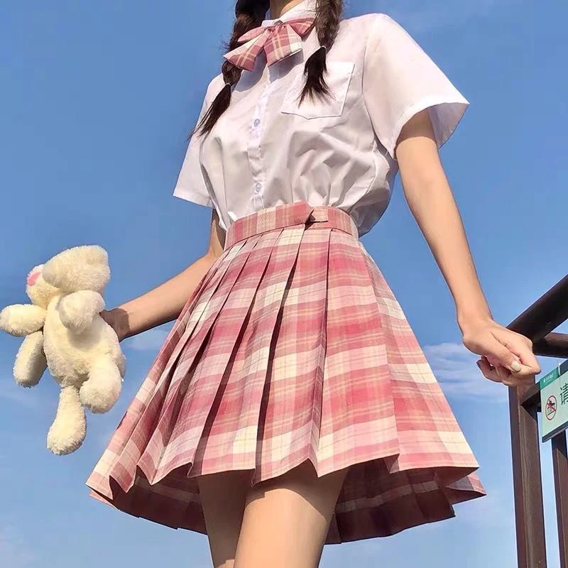 

School Girl Uniform Pleated Skirt Japanese School Uniform A-Line Plaid Skirt Sexy JK Uniforms Harajuku College Style Mini Skirt