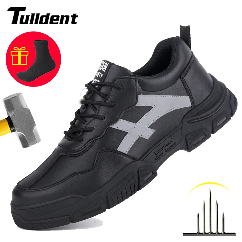 

Lightweight Puncture-Proof Safety Boots Work Shoes Men Breathable Steel Toe Anti-smashing Soft Construction Sneakers Plus Size