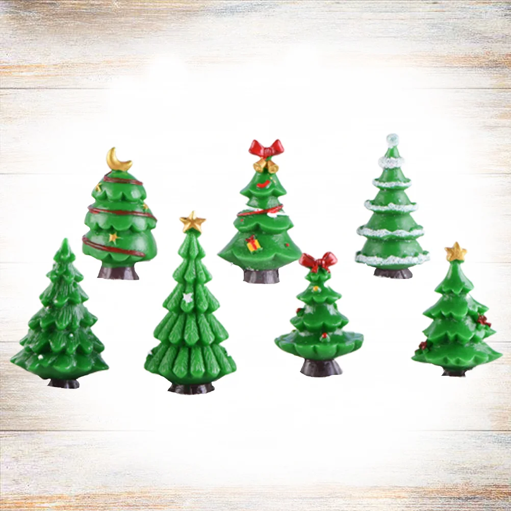 

Christmas Tree Resin Miniature Ornaments Snow Mini Landscapemicro Decor Figurines Globe Desktop Ornament Brush Bottle