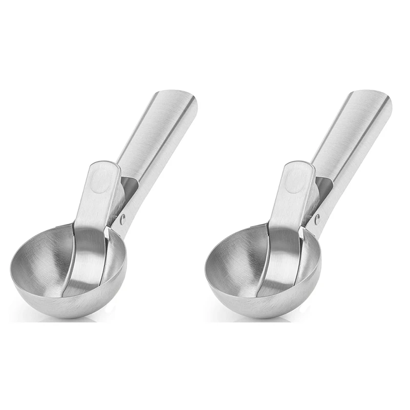 

Promotion! 2X Stainless Steel Ice Cream Scoop, Easy To Trigger Release, Ice Cream Scoop With Comfortable Antifreeze Handle