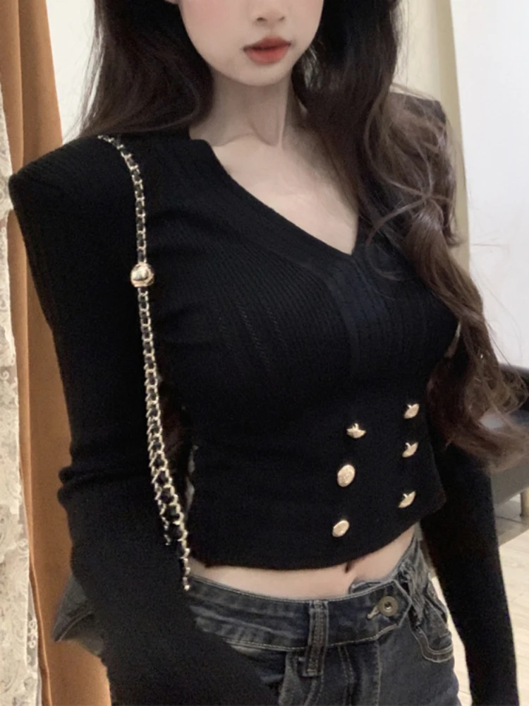 Свитера женские однотонные универсальные элегантные модные свитера с v-образным