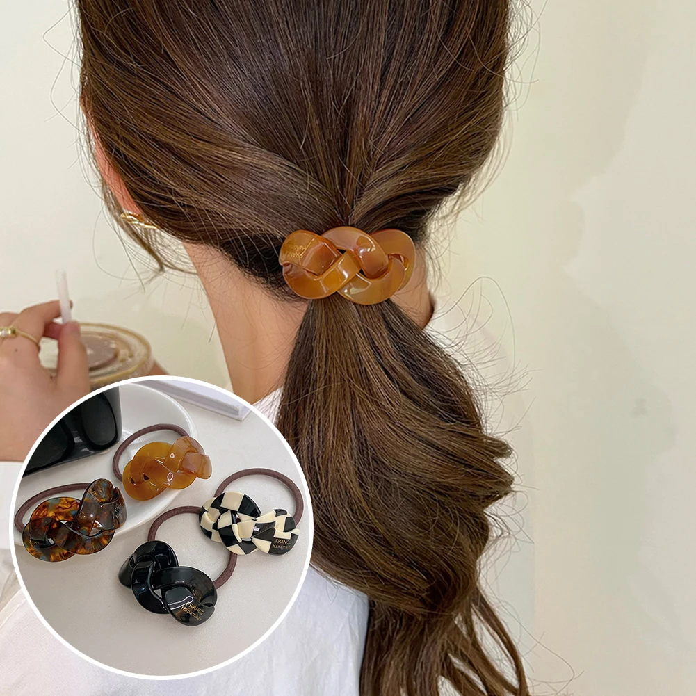 

Acetate Curved Twist Hair Band Checkerboard Hairring Retro Knotted High Quality Elastic Hair Band For Girls Hair Accessories