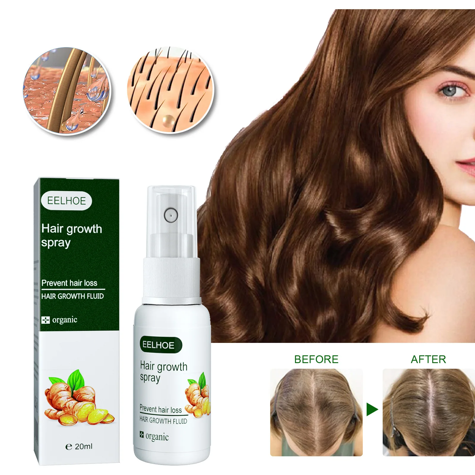 Three Scouts Ginger Hair Growth Serum Hair Root Treatment Spray Strengthening And Repairing Hair Anti-loss Growth Oil Scalp Care