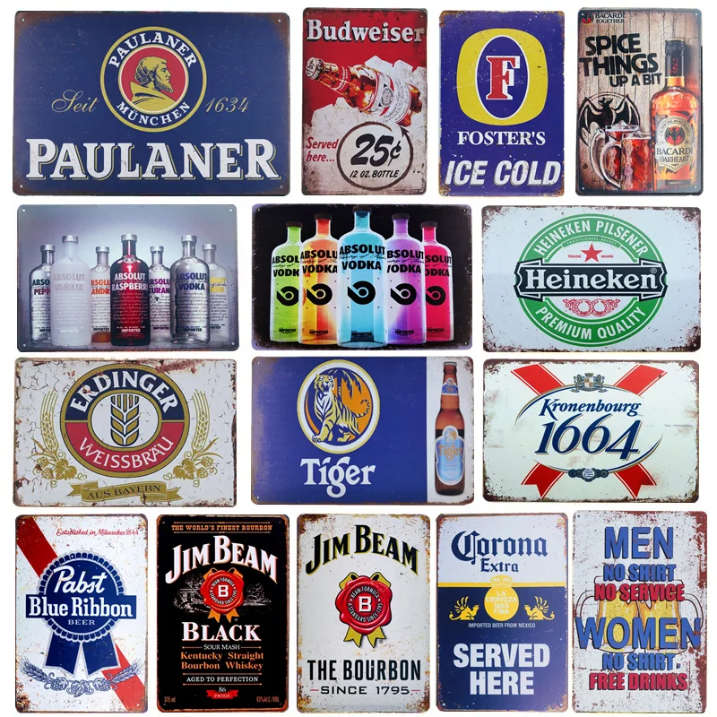 

Drink Beer Wine Metal Poster Whiskey Plaque Vintage Tin Sign Wall Decor For Bar Pub Man Cave Decorative Plates