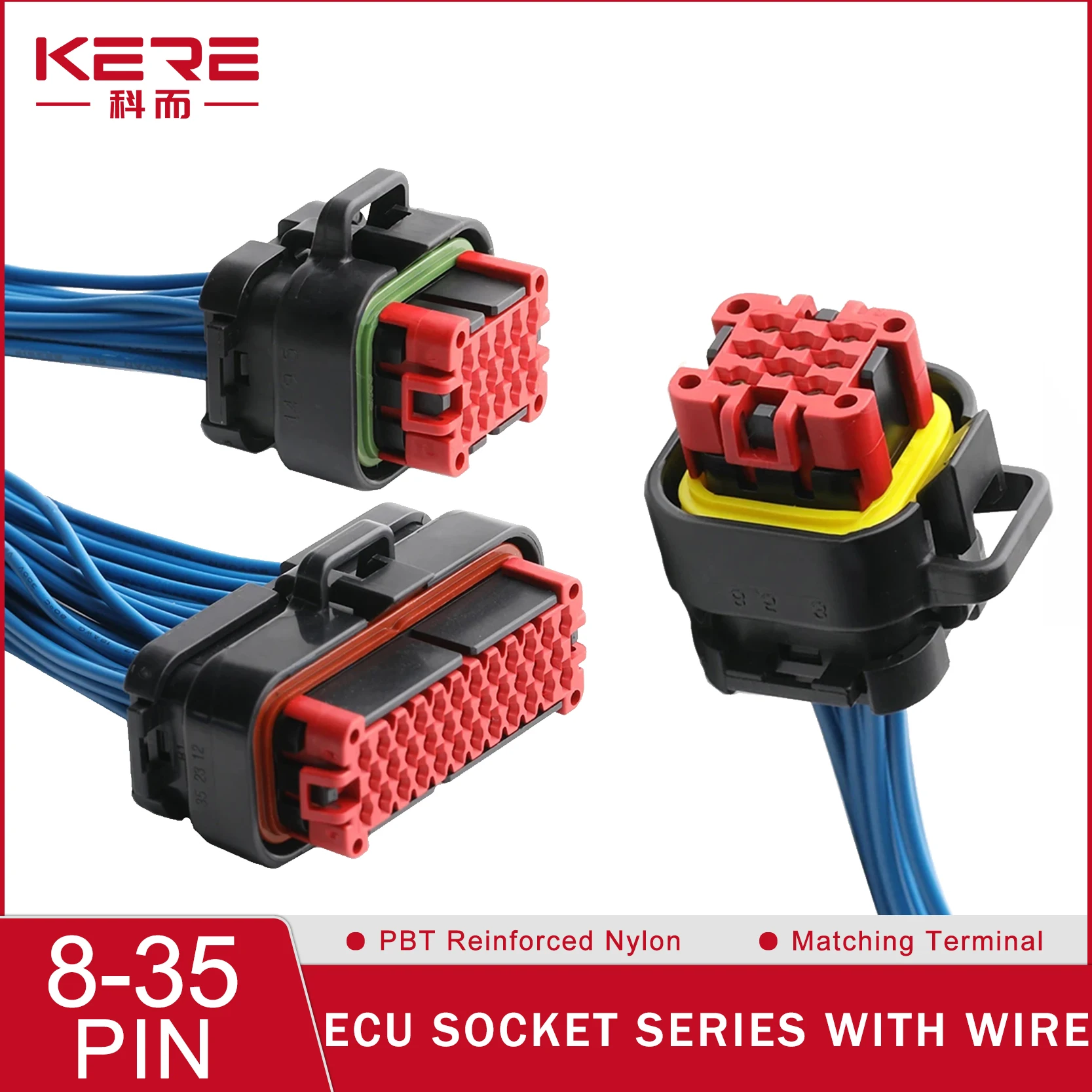 

KERE 1/5PCS 8/14/23/35Pin ECU Controller Plug Socket Car Nylon Waterproof Female Sealed Connector with Cable 770680-1 776273-1