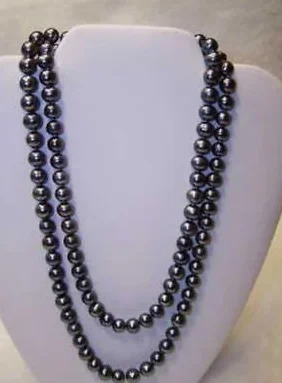 

AA 8-9mm tahitian black pearl necklace 48inch 122cm
