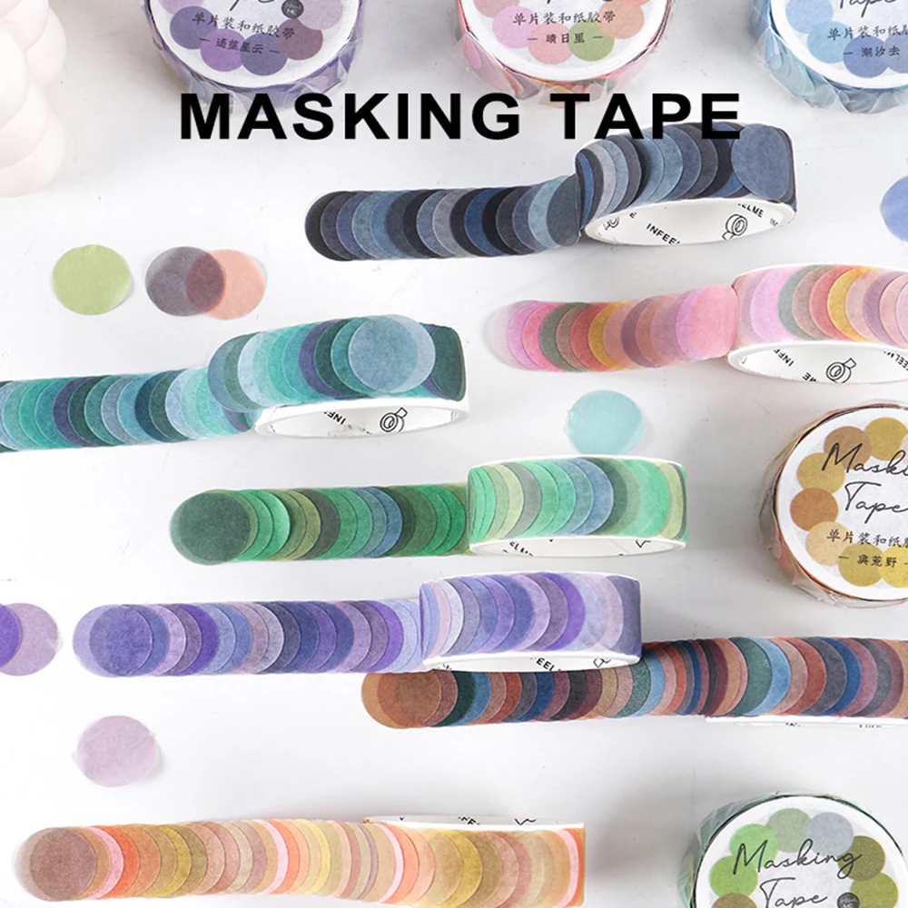 

Diary Planner Stationery Decorative Japanese Round Stickers Label Masking tape Adhesive Tape Colorful Dots Washi Tapes