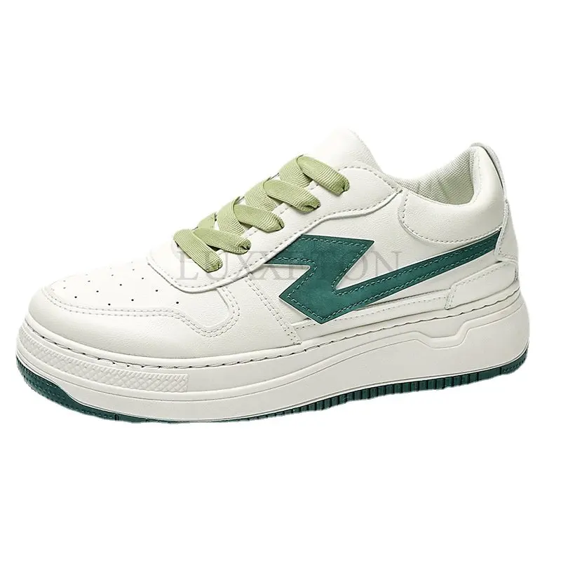 

Кроссовки мужские на платформе, Вулканизированная подошва, Спортивная повседневная обувь, на шнуровке, теннисные туфли, белые, весна-осень