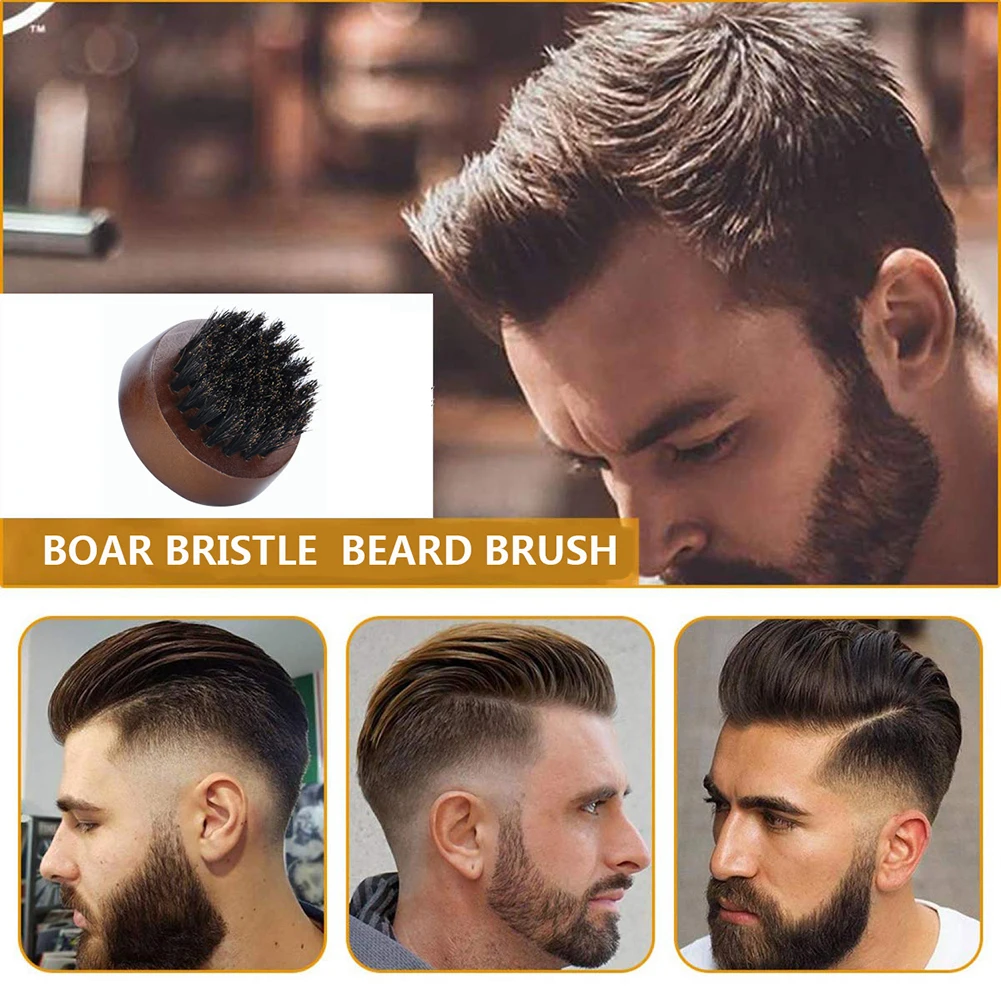 Круглая расческа для бороды портативная щетка укладки волос сделай сам из кабана