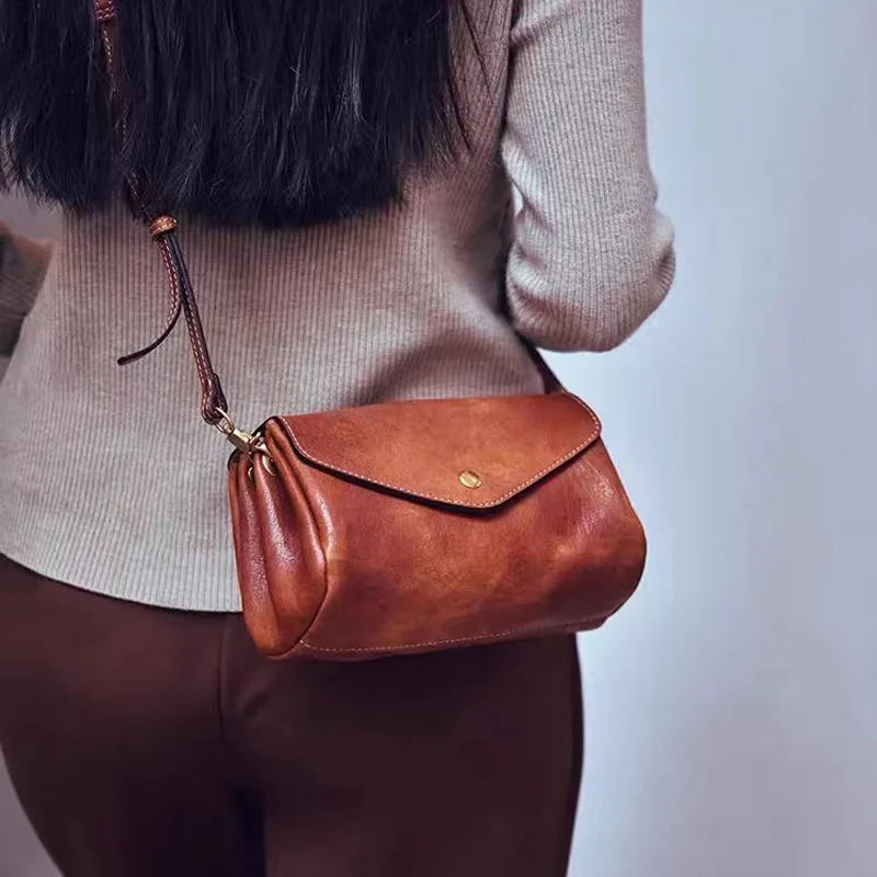 New Retro genuine leather women's bag mouth gold bag women's mini bag women's crossbody bag women's shoulder bag 2023 new