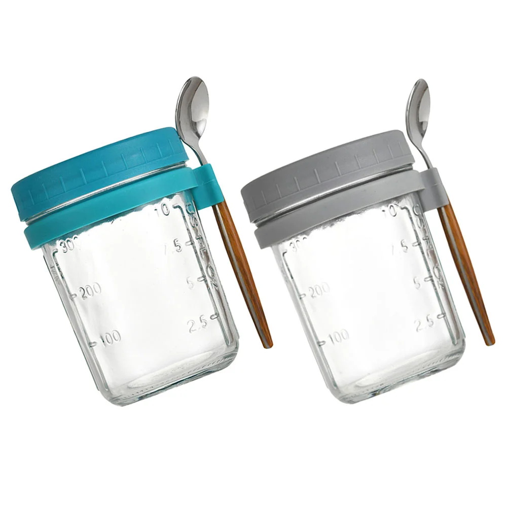 

Glass Yogurt Holder Outdoor Breakfast Cup Jars Airtight Lids Milk Creative Oatmeal