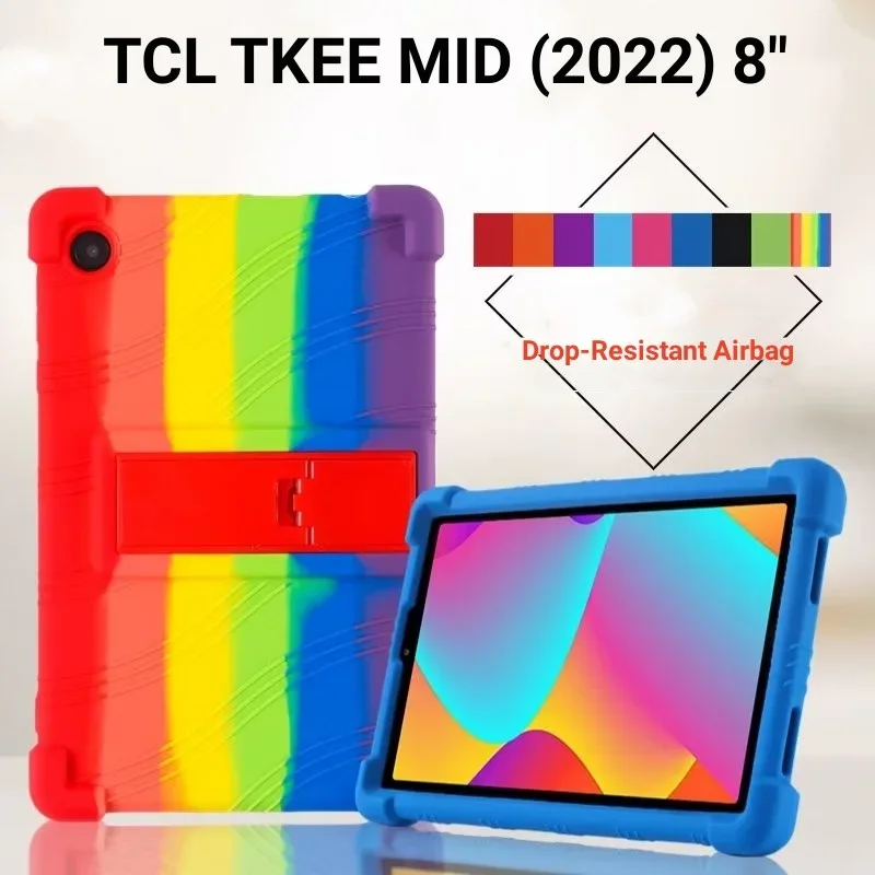 

4 Shockproof Airbags Silicon Cover For TCL TKEE Mid Case Kids 2022 8" Tablet PC Protective Shell with Rear Kickstand