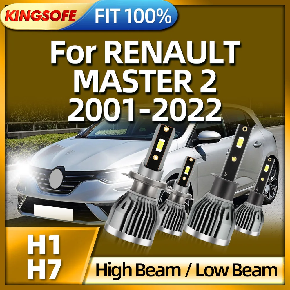 

KINGSOFE светодиодные 26000LM фары высокой мощности H1 H7 автомобильная лампа для RENAULT MASTER 2 2001 2002 2003 2004 2005 2006 2007 2008 2009-2022