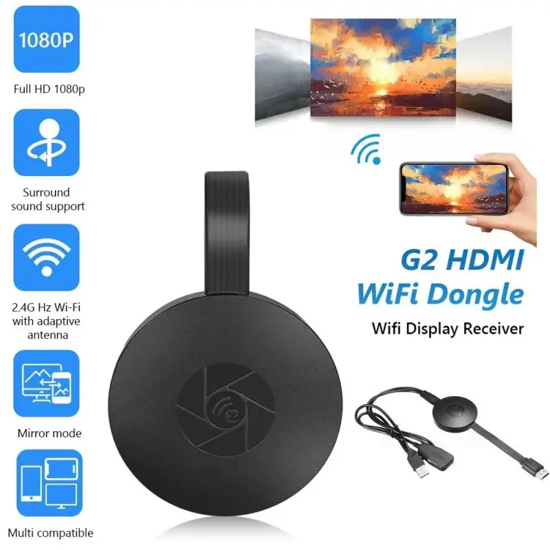 

1080P HDMI-compatible WiFi Dongle Miracast Dlna Airplay G2 TV Stick Wireless Display Dongle Receiver Adapter For Android/Mac/iOS