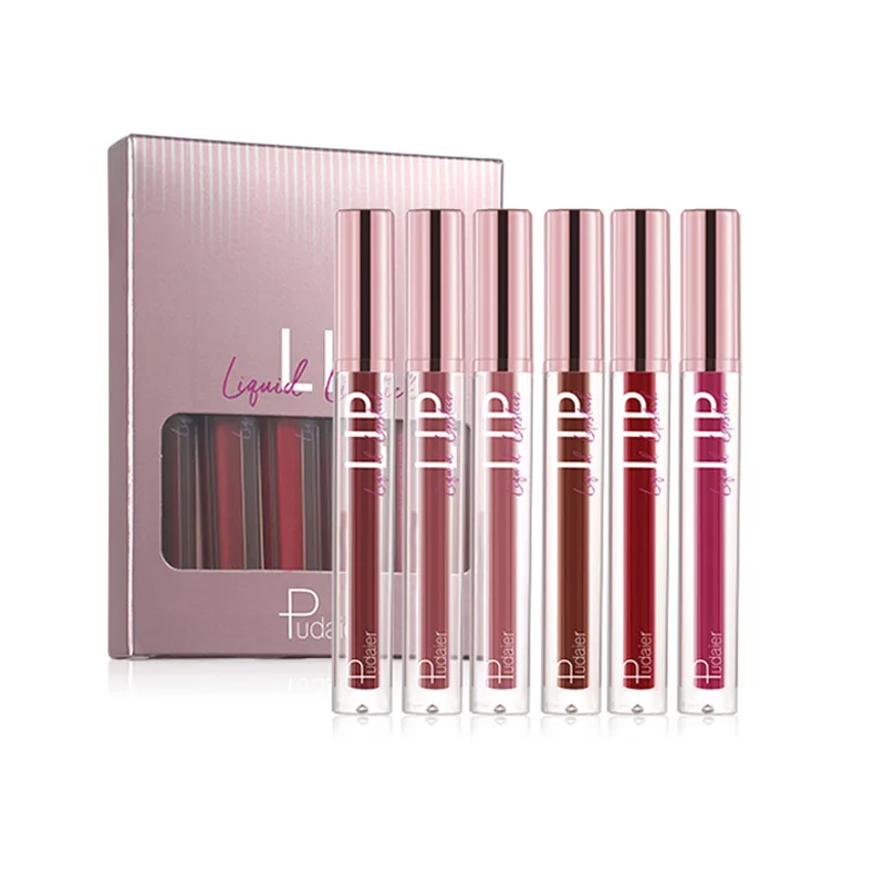 6 Colors/Box Velvet Matte Liquid Lipstick Waterproof Lip Gloss Set Makeup Cosmetics Nude Lipgloss Kit