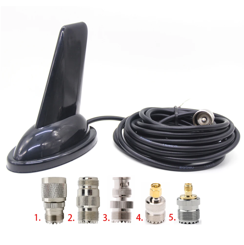 Gtwoilt PL-259 to N SMA BNC Shark Fin Design VHF UHF 144/430Mhz Dual Band Antenna for QYT KT-7900D 8900 BJ-328 BJ-318 BAOFENG