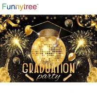 funnytree graduation party background class of 2022 celebrate bachelor cap gold stars ball decor photography props backdrop