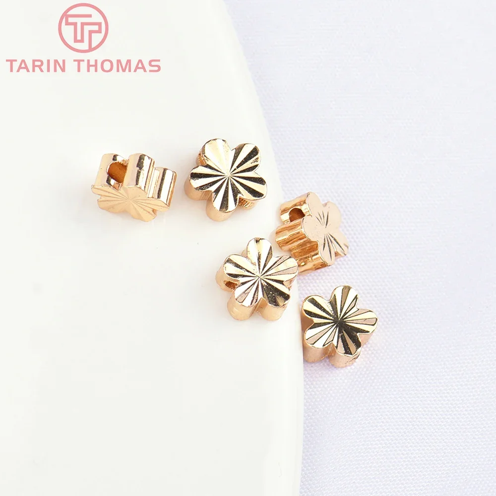 (5728) 20 шт. 6x3 мм 24-каратного золотого цвета латунные бусины-разделители в форме